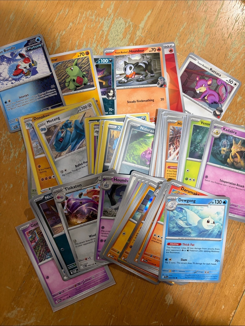 Pokémon TCG Mixed Assorted Cards - Blue, Yellow, Purple, Orange